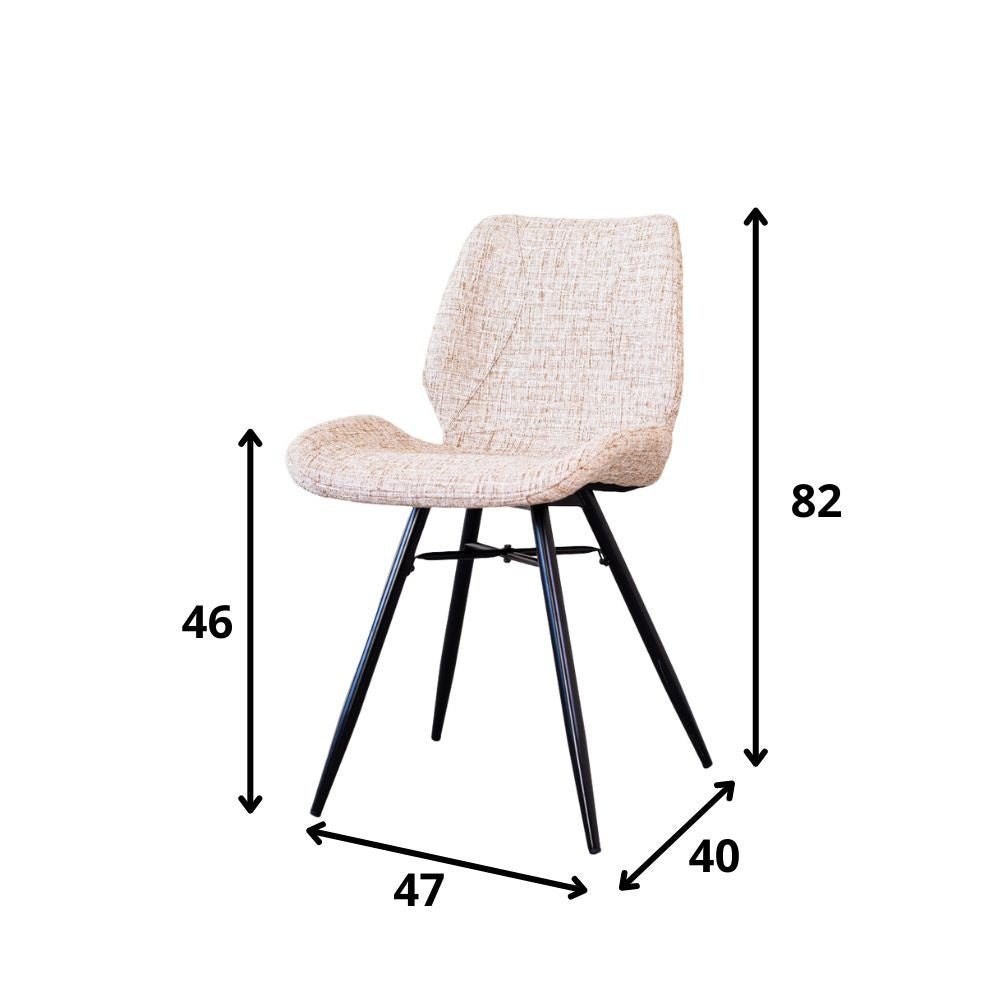 Eetkamerstoel Barron chenille Vince Wit LxBxH 72x68x50 Stof Witfoto maatindicatie