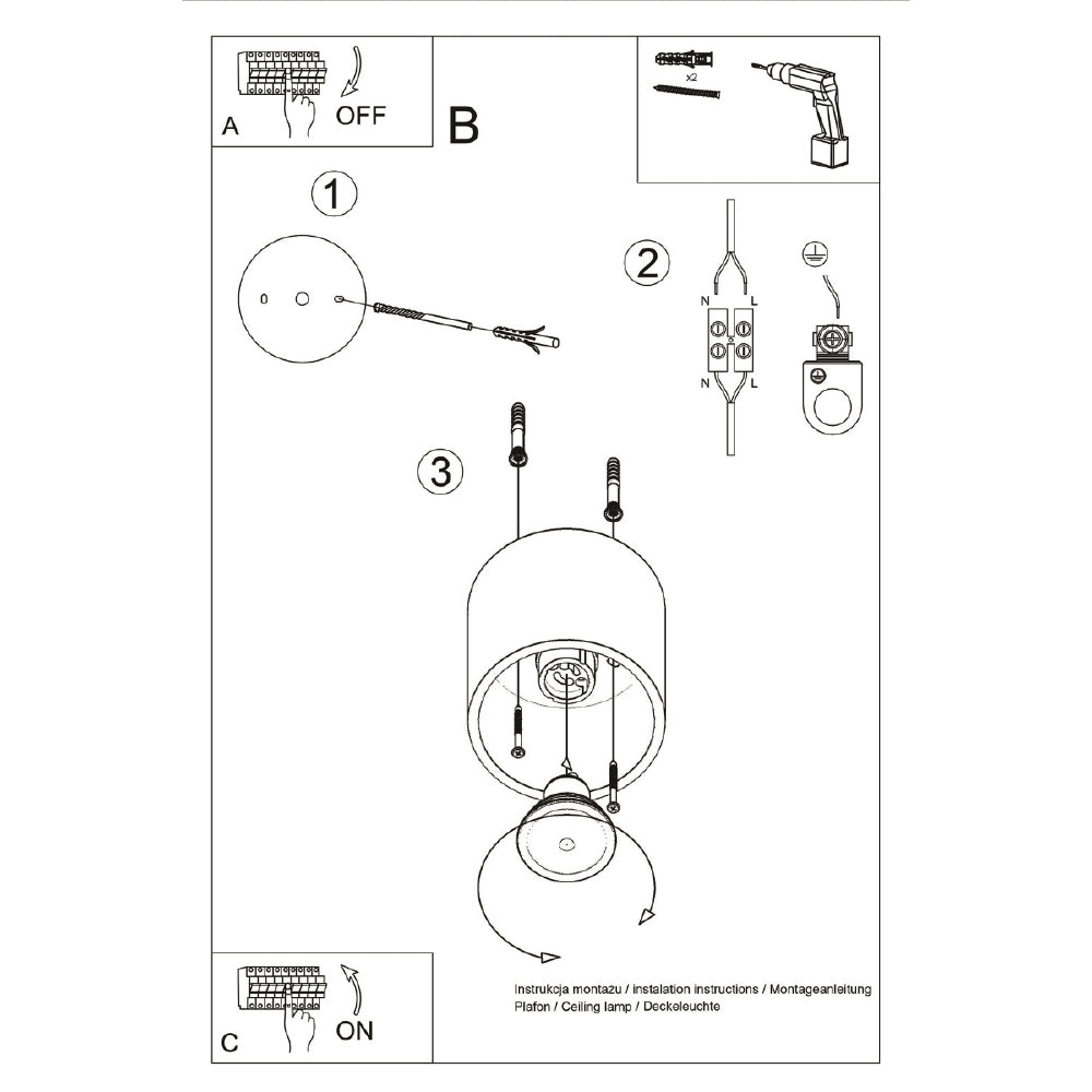 Plafondlamp Orbis Sollux Zwart LxBxH 13x13x13 Aluminium Nnb