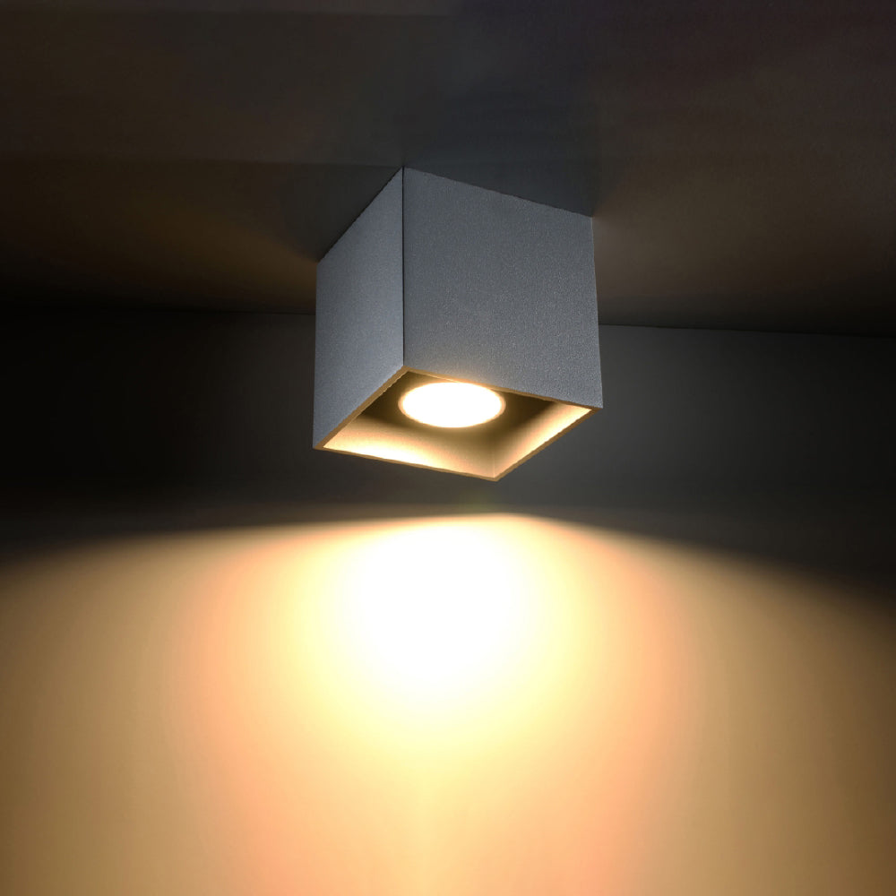 Plafondlamp Quad Sollux Grijs LxBxH 13x13x13 Aluminium Nnb