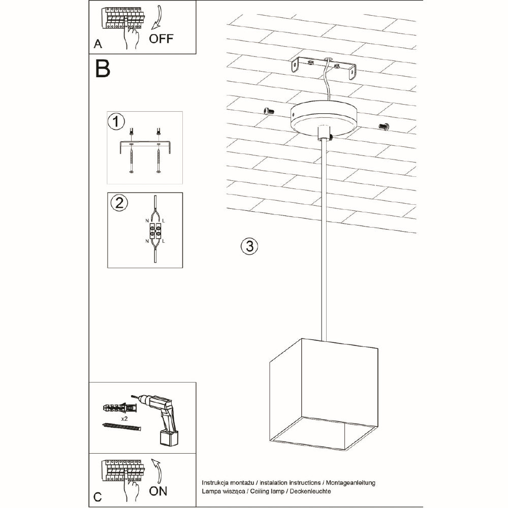 Hanglamp Quad Sollux Zwart LxBxH 13x13x13 Aluminium Nnb