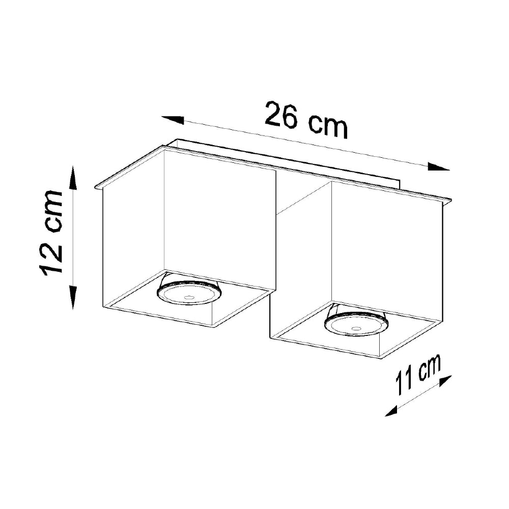 Plafondlamp Quad Sollux Zwart LxBxH 14x14x31 Aluminium Nnb