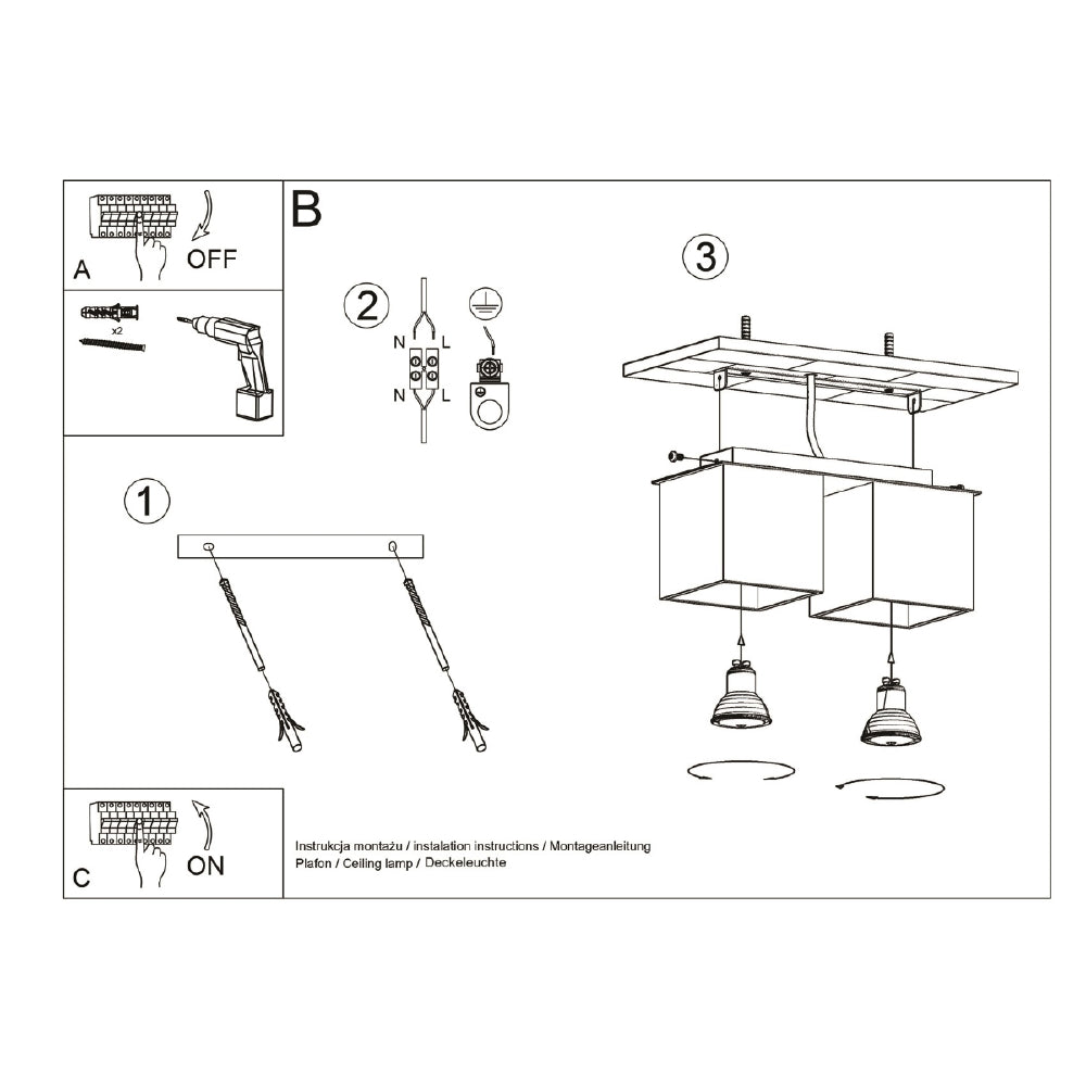 Plafondlamp Quad Sollux Zwart LxBxH 14x14x31 Aluminium Nnb