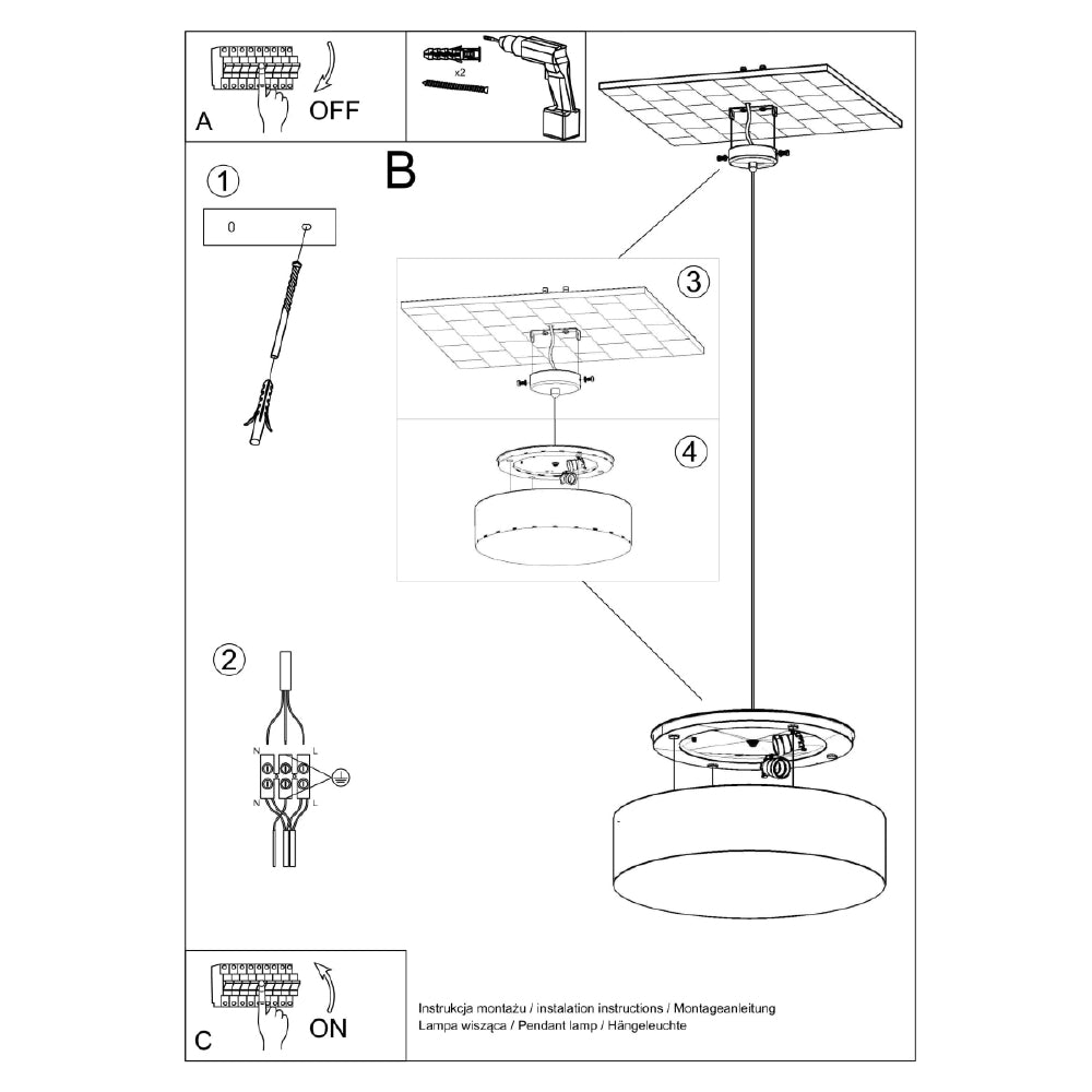 Hanglamp Arena Sollux Zwart LxBxH 37x37x19 PVC Nnb