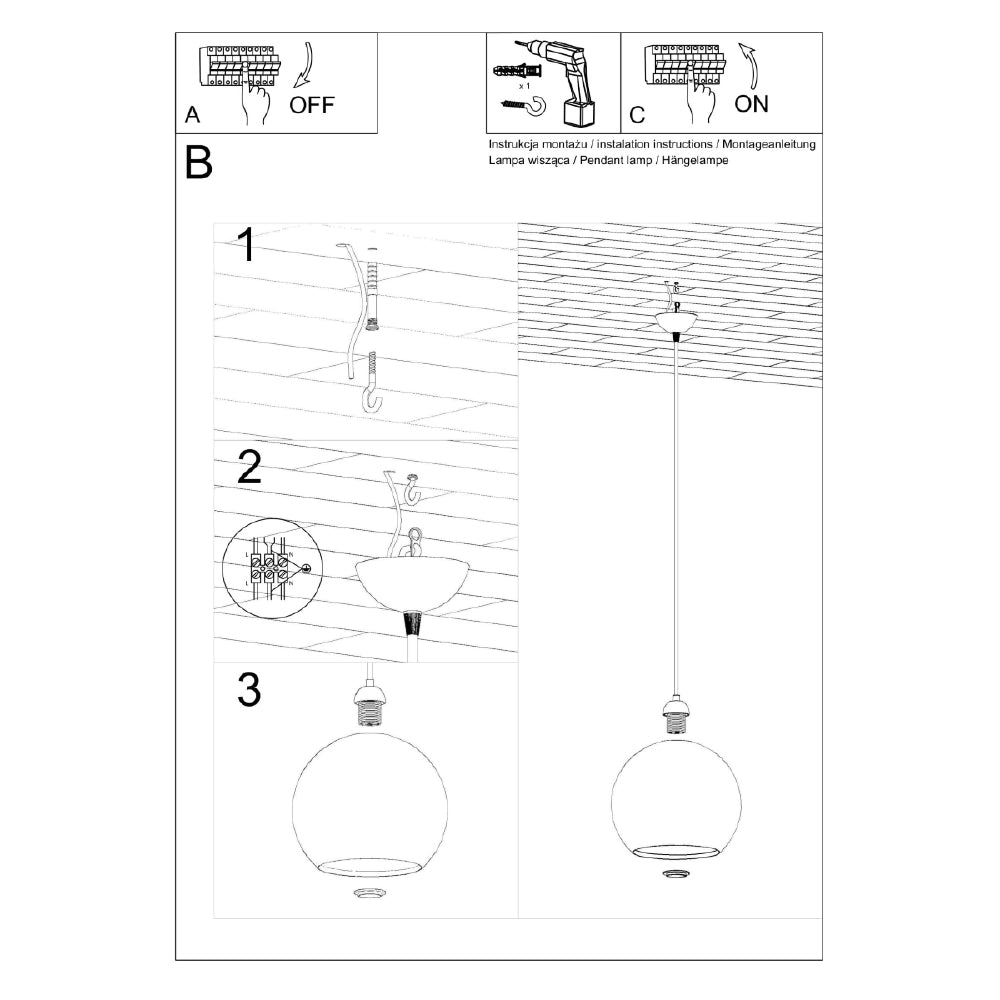 Hanglamp Ball Sollux grafiet LxBxH 33x33x33 Metaal Nnb