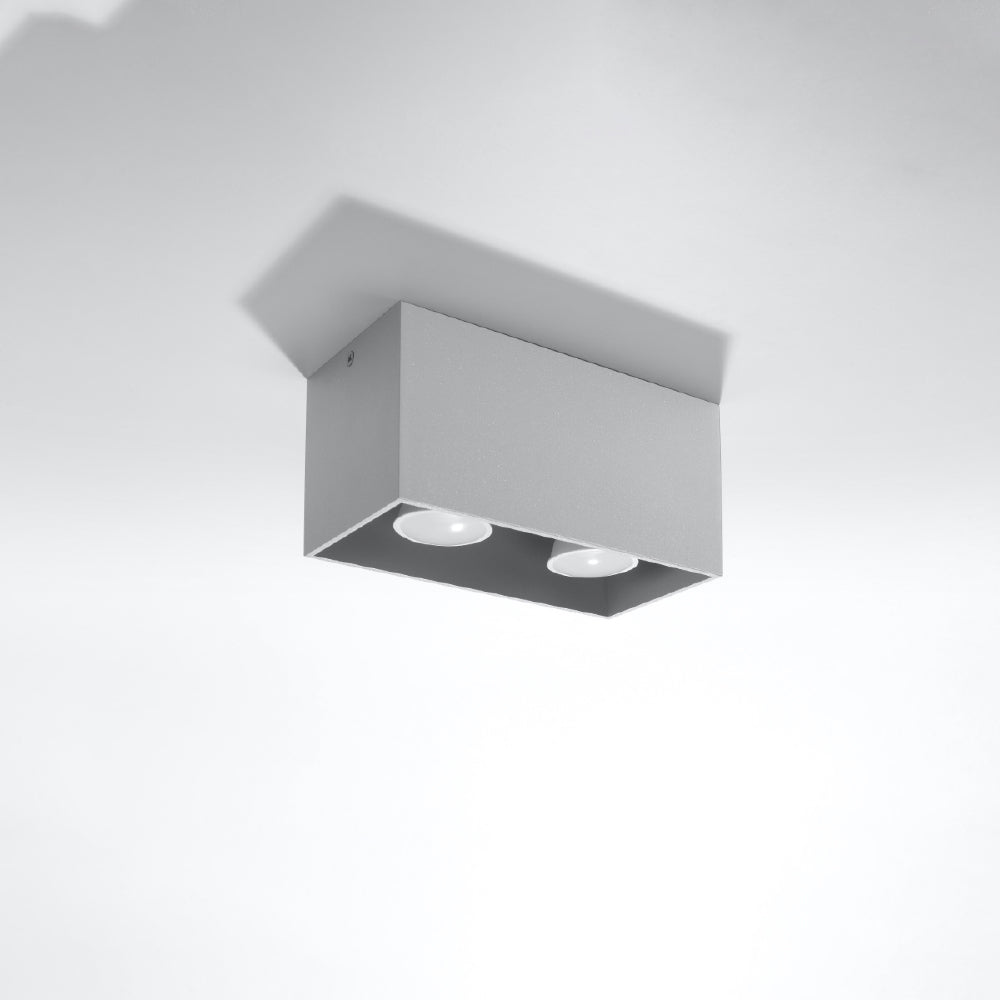 Plafondlamp Quad Sollux Grijs LxBxH 31x14x14 Aluminium Nnb