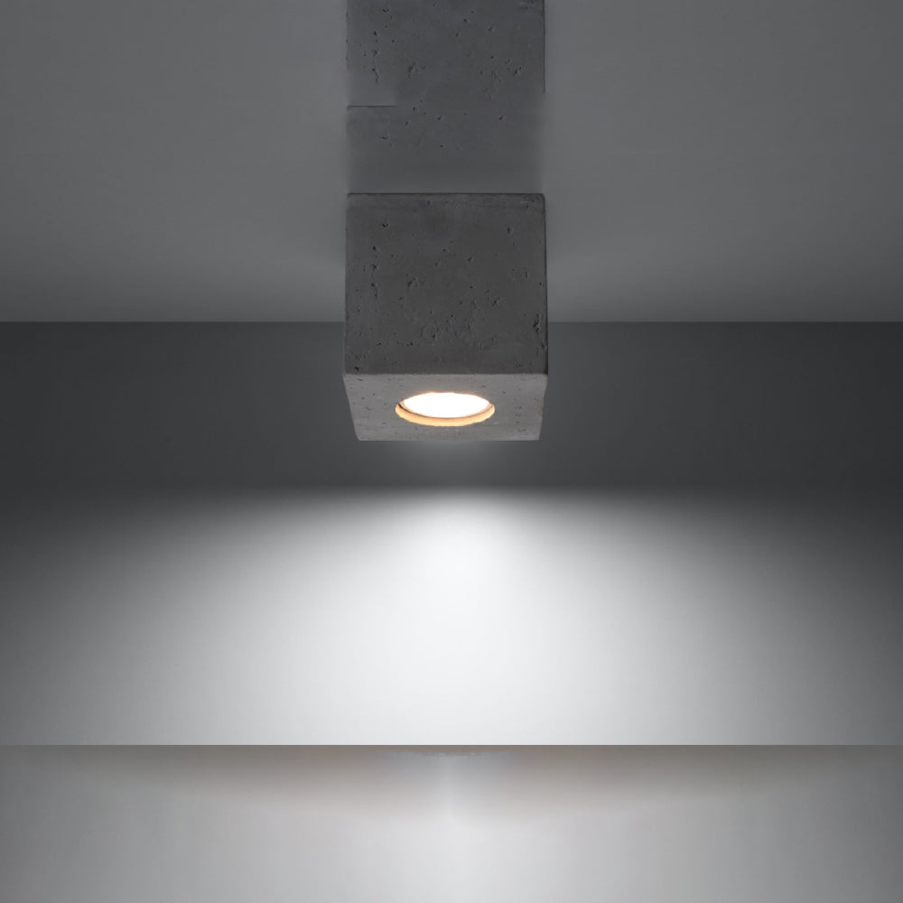 Plafondlamp Quad Sollux Grijs LxBxH 13x13x13 Beton Nnb