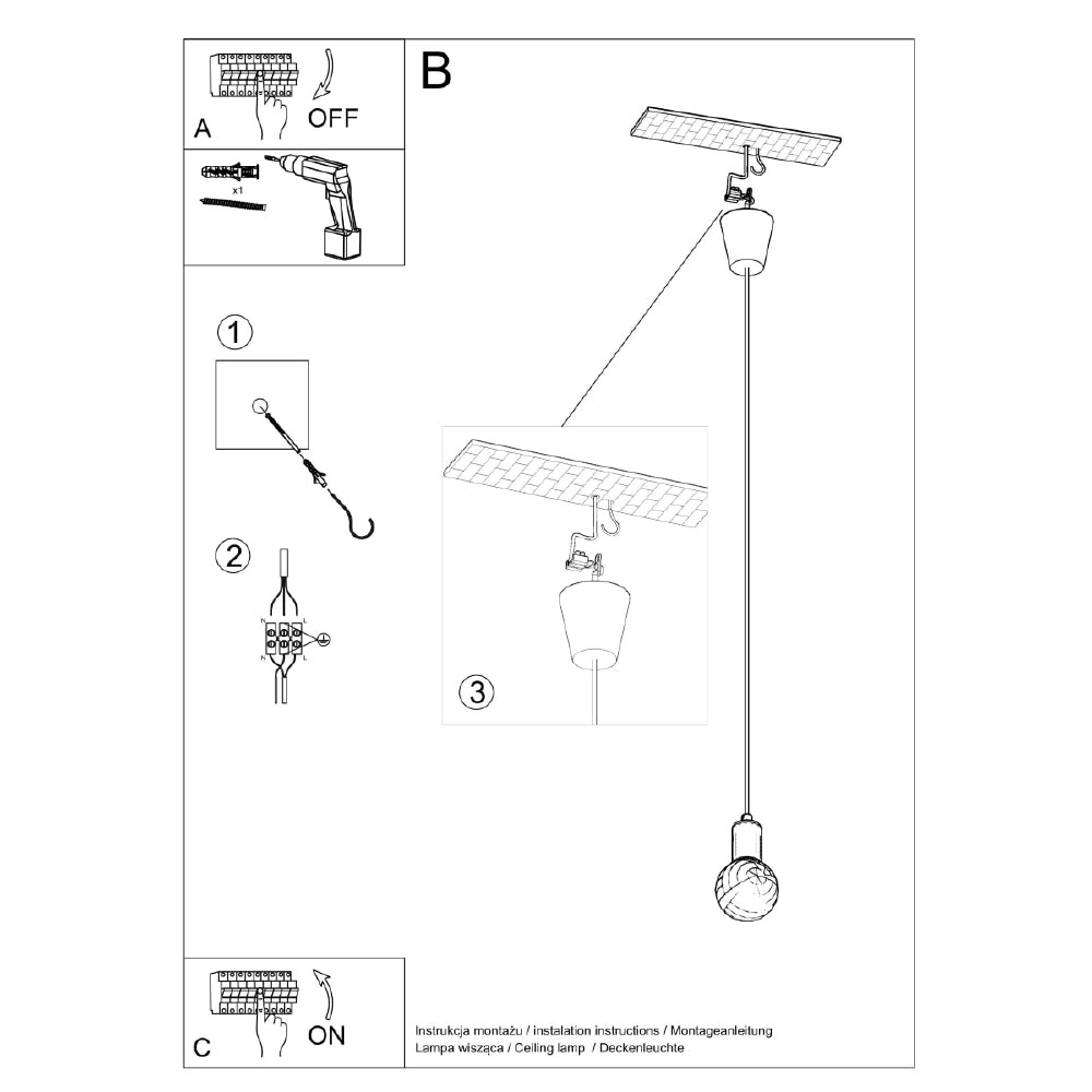 Hanglamp Diego Sollux Wit LxBxH 13x13x13 PVC Nnb