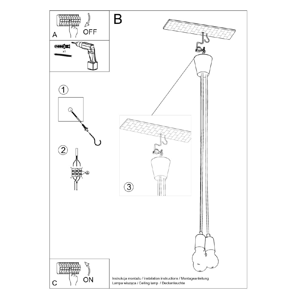 Hanglamp Diego Sollux Wit LxBxH 13x13x13 PVC Nnb