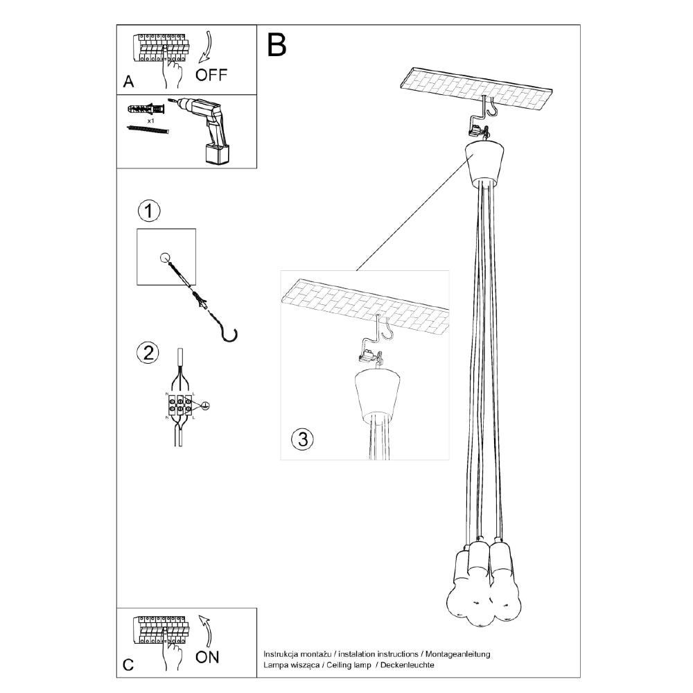 Hanglamp Diego Sollux Wit LxBxH 13x13x13 PVC Nnb