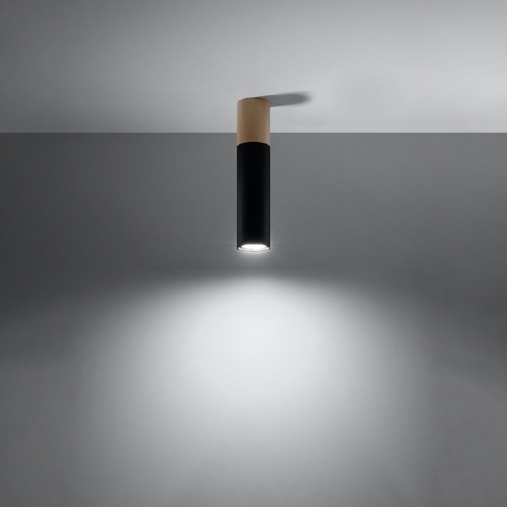 Plafondlamp Pablo Sollux Zwart, Naturel LxBxH 31x17x12 Metaal, Hout Nnb