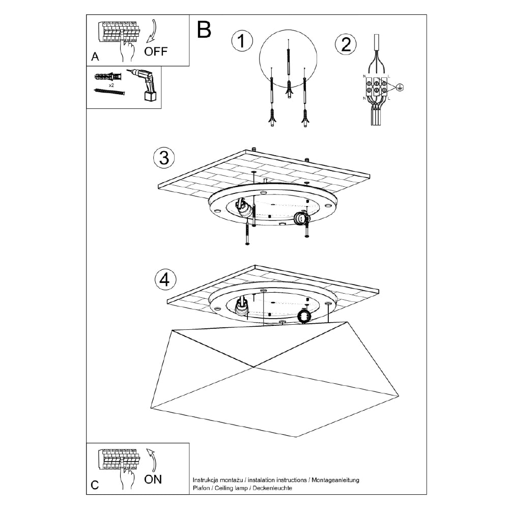 Plafondlamp Hexa Sollux silver LxBxH 47x47x19 PVC Nnb