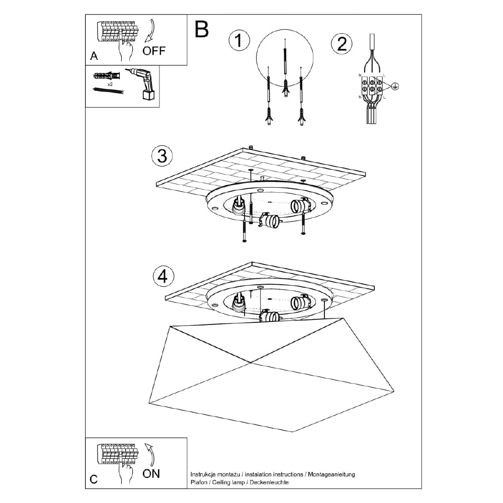 Plafondlamp Hexa Sollux Wit LxBxH 57x57x19 PVC Nnb