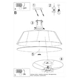 Plafondlamp Vega Sollux Wit LxBxH 67x67x36 Stof, Glas, Metaal Nnb