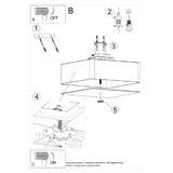 Plafondlamp Lokko Sollux Wit LxBxH 48x48x23 Stof, Glas, Metaal Nnb