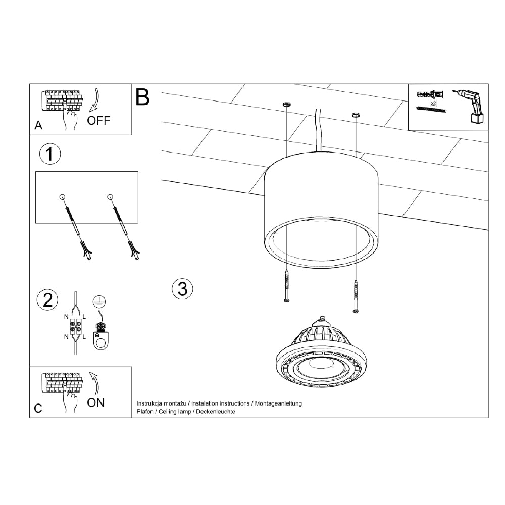 Plafondlamp Basic Sollux Grijs LxBxH 17x17x13 Beton Nnb