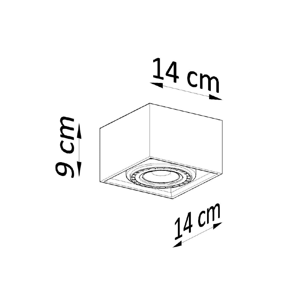 Plafondlamp Quatro Sollux Grijs LxBxH 17x17x13 Beton Nnb