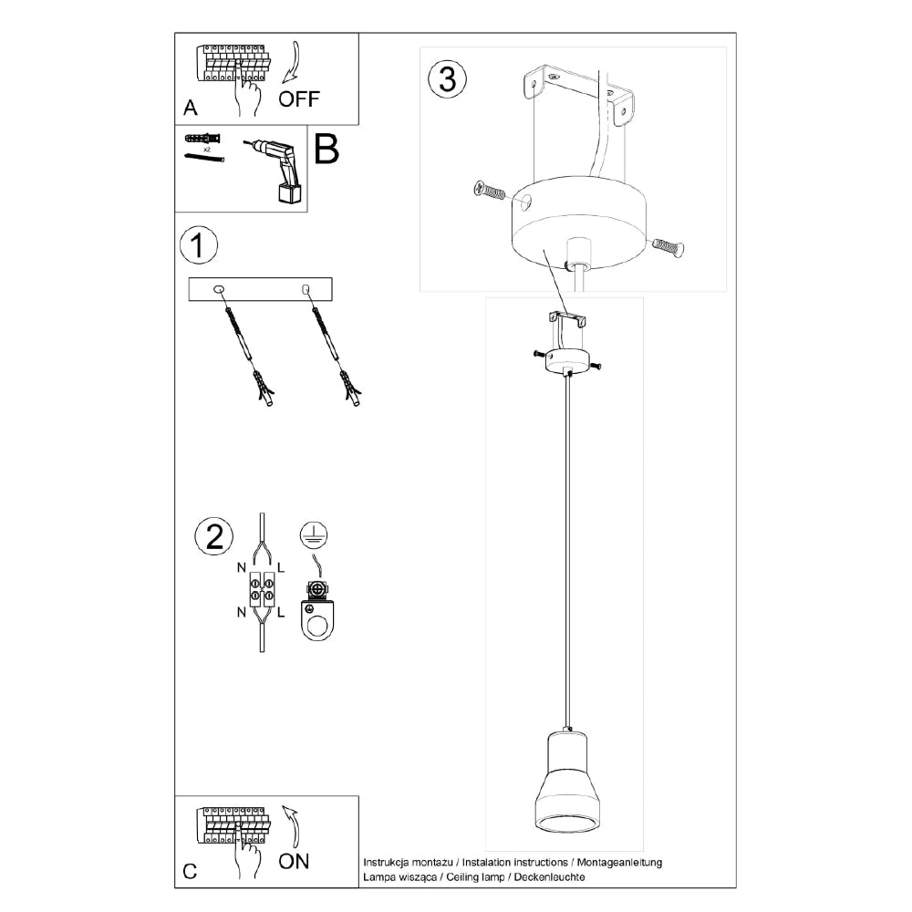 Hanglamp Qubic Sollux Zwart Beton Nnb