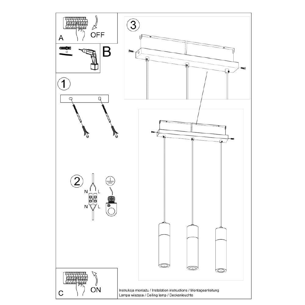 Hanglamp Zane Sollux Grijs LxBxH 51x21x21 Beton Nnb