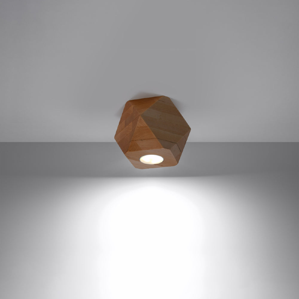 Plafondlamp Woody Sollux Naturel LxBxH 17x17x17 Hout Nnb