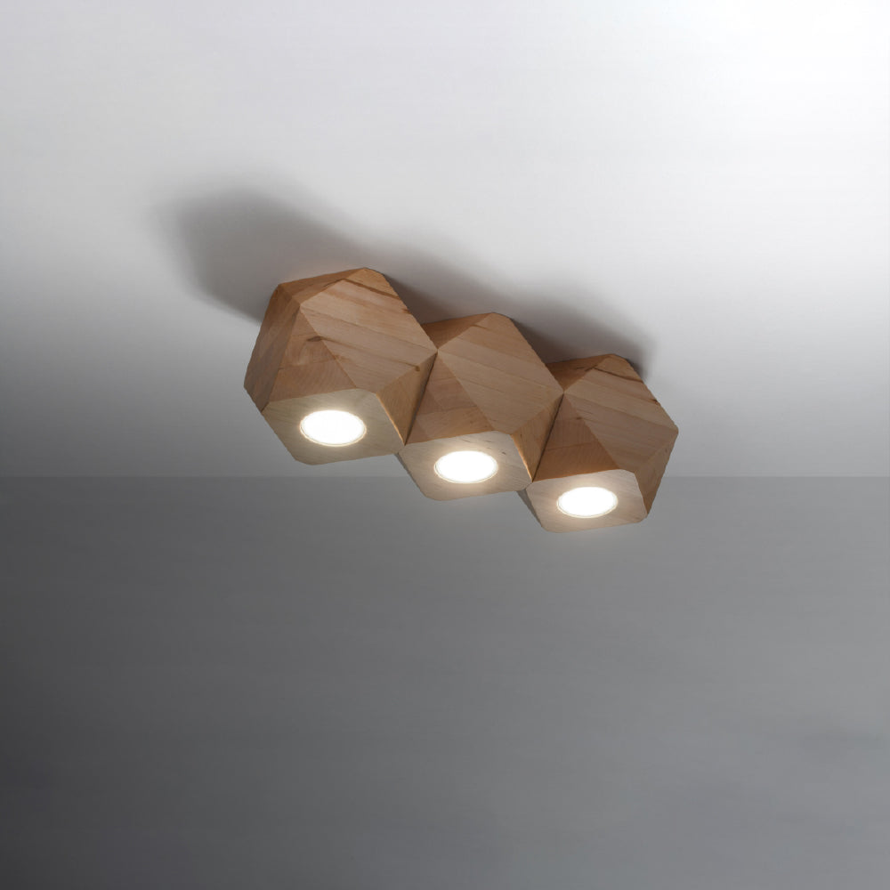 Plafondlamp Woody Sollux Naturel LxBxH 47x17x13 Hout Nnb