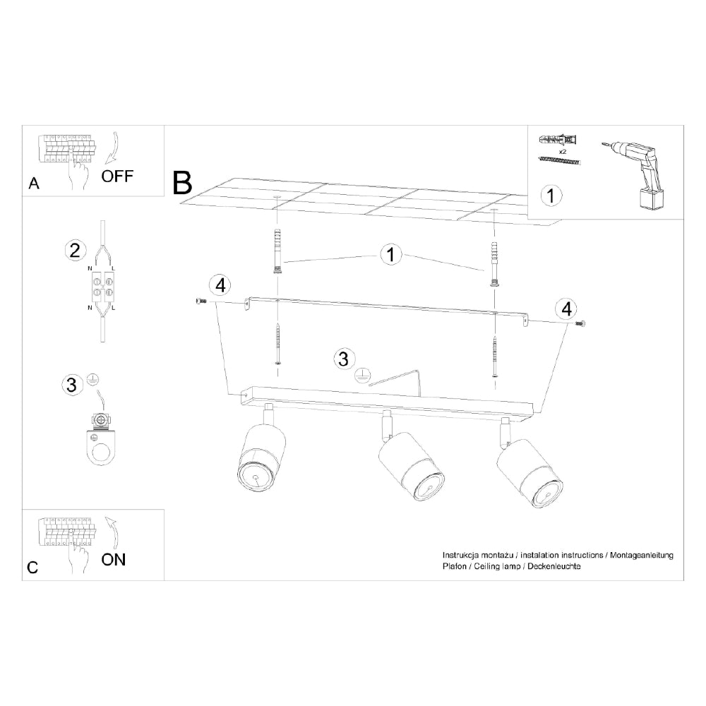 Plafondlamp Nero Sollux Zwart, Zilver Metaal Nnb