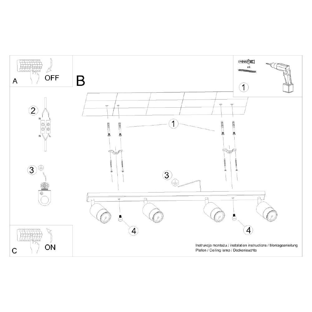 Plafondlamp Nero Sollux Zwart, Zilver Metaal Nnb