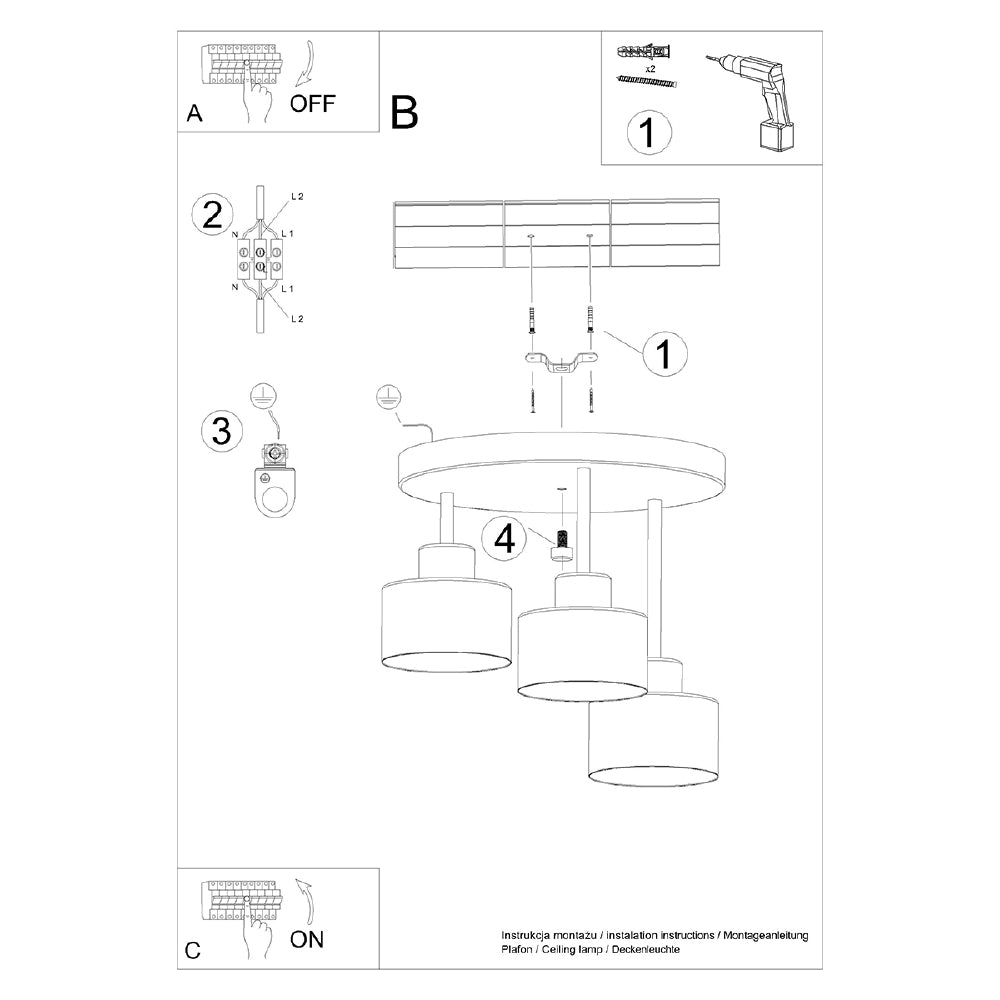 Plafondlamp Savara Sollux Zwart LxBxH 33x33x33 Metaal Nnb