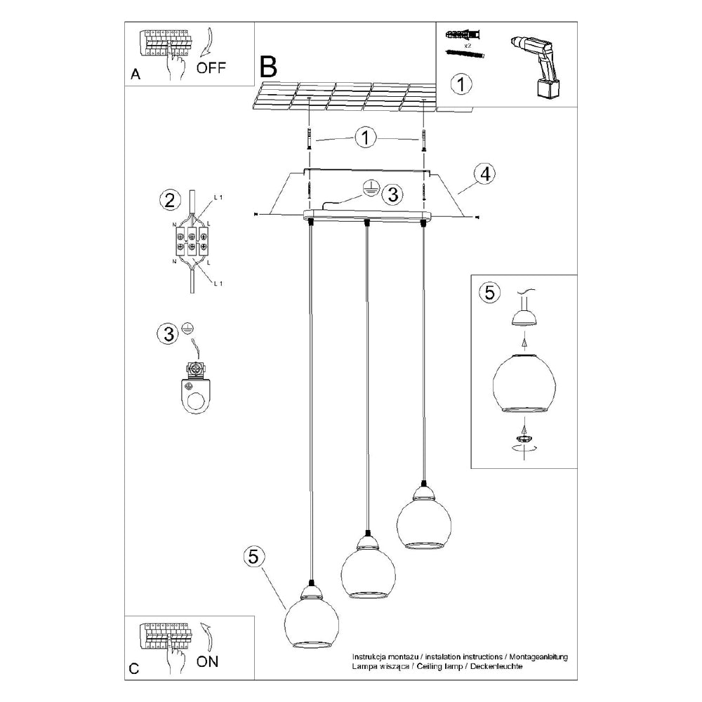 Hanglamp Alino Sollux Zwart LxBxH 31x31x26 Metaal Nnb