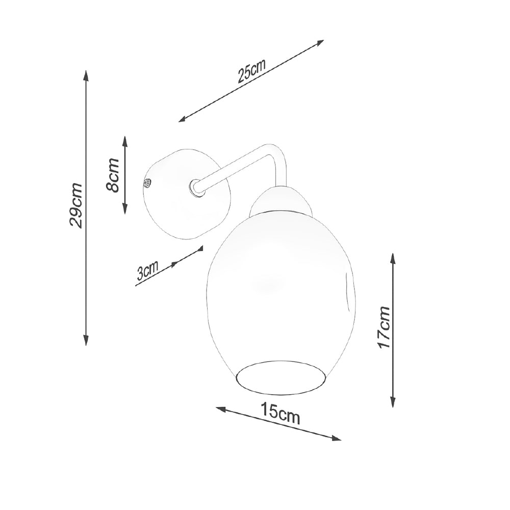 Wandlamp Fillan Sollux Zwart LxBxH 25x17x20 Metaal,Glas Nnb