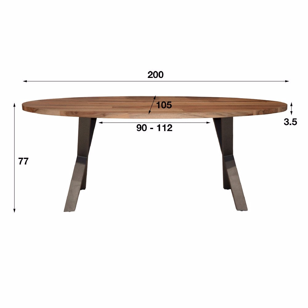 Eettafel Abe chiQago Massief Saja natural LxBxH 206x114x10 Sajahout Nnb