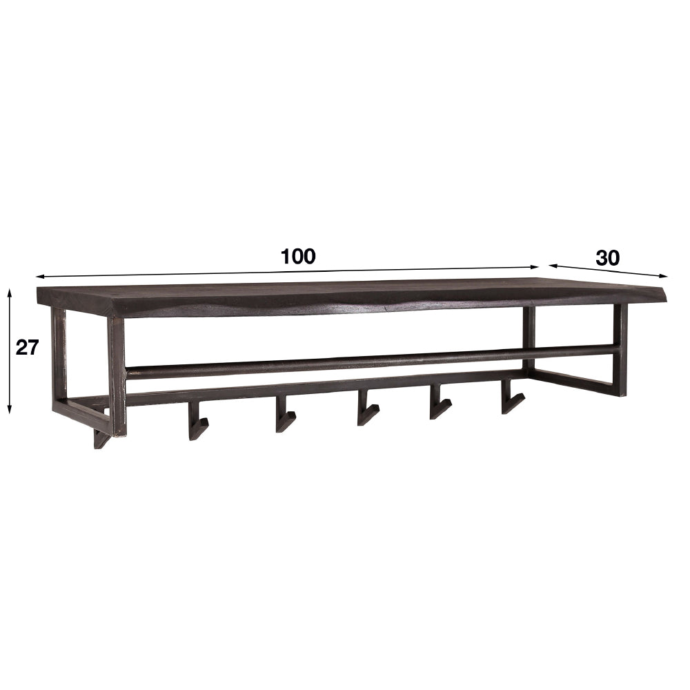 Kapstok Beckett chiQago Massief acacia zwart LxBxH 103x37x30 Acaciahout Nnb