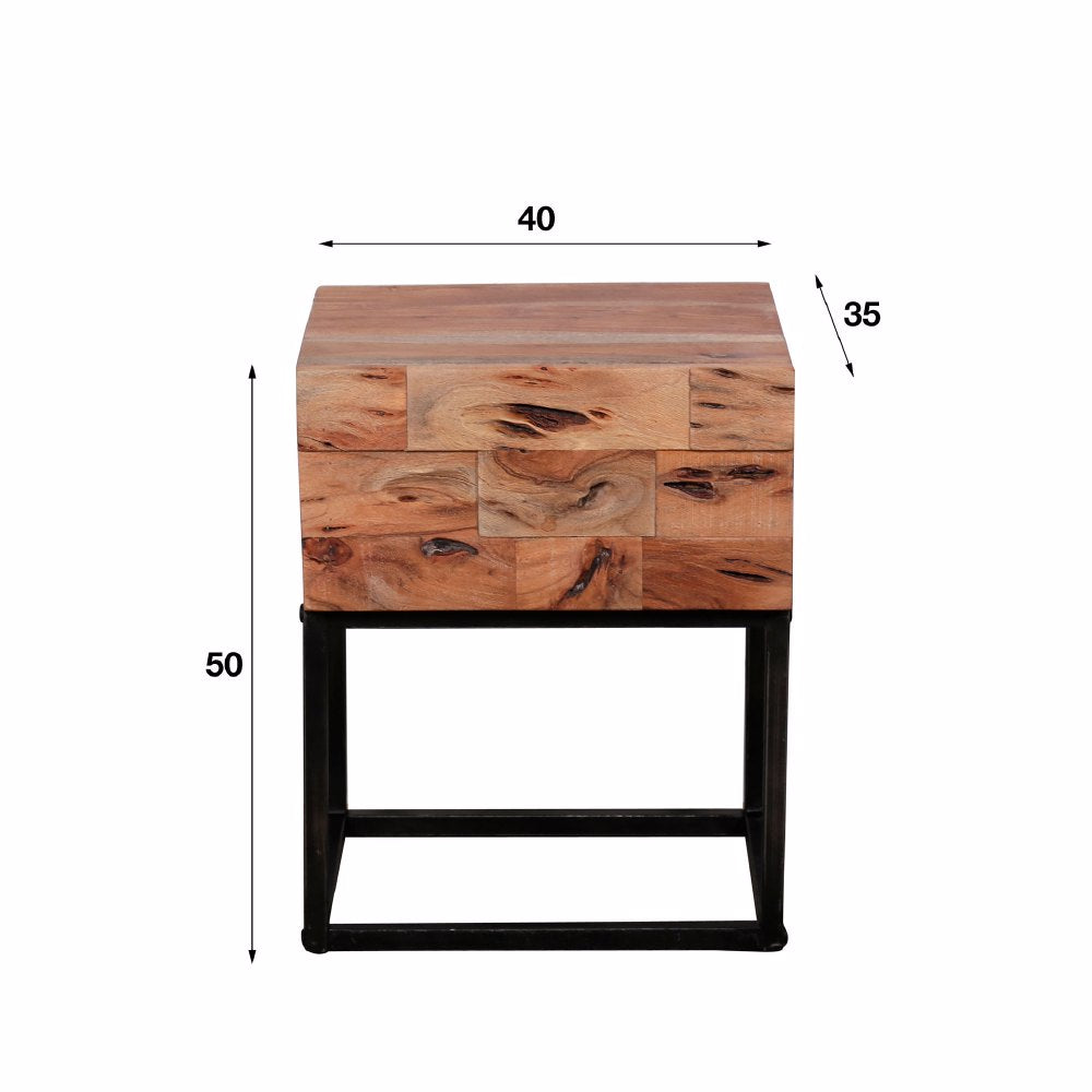 Nachtkastje Essex chiQago Massief acacia gezandstraald LxBxH 46x40x29 Acaciahout Nnb