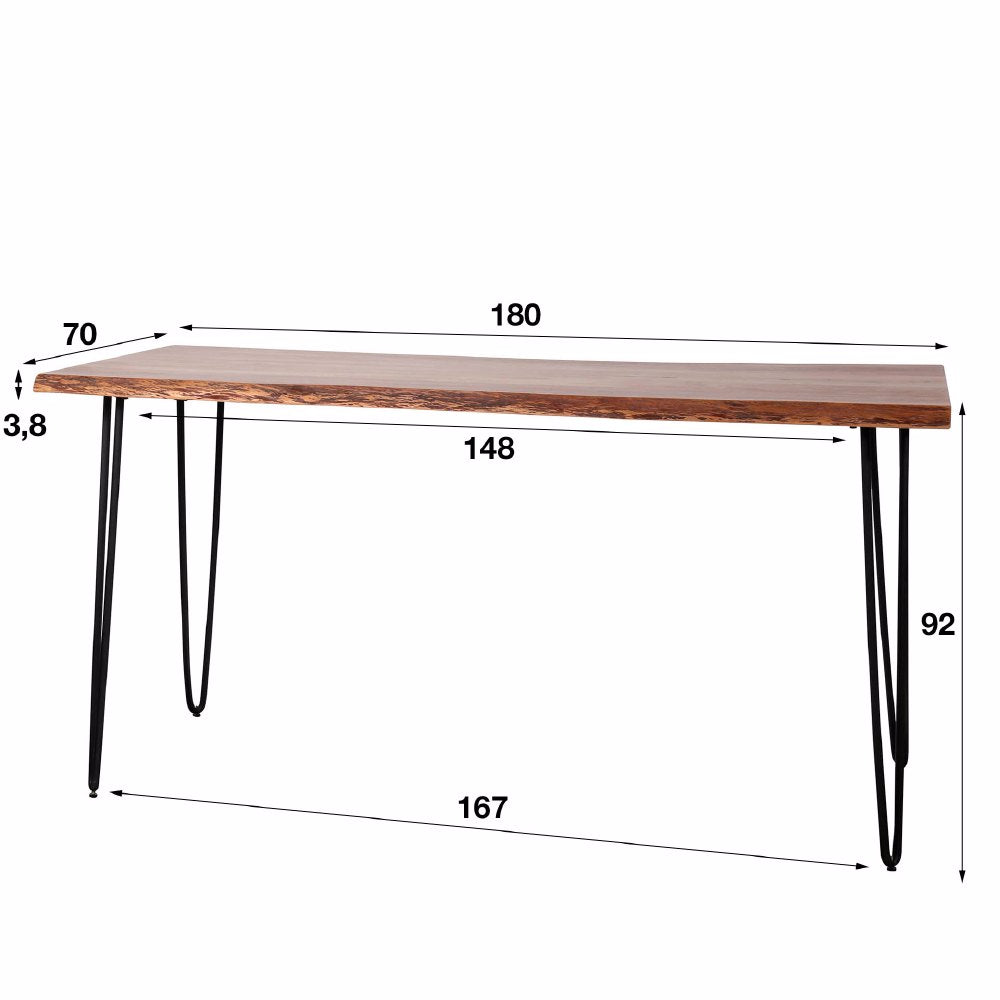 Bartafel Elio chiQago Massief acacia naturel LxBxH 185x79x11 Acaciahout Nnb