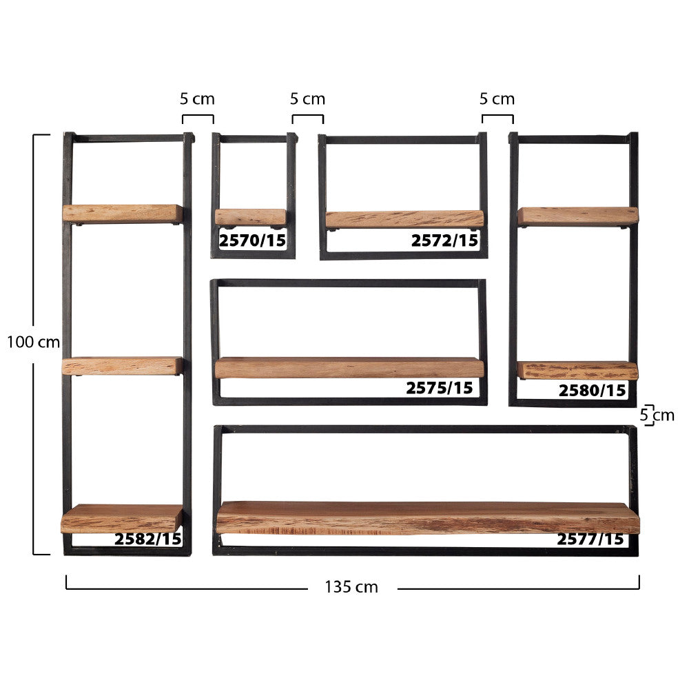 Wandplank Elio chiQago Massief acacia naturel LxBxH 105x36x13 Acaciahout Nnb