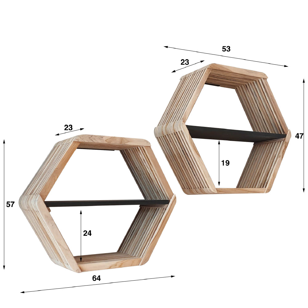 Wandplank Wallace chiQago Teakhout verweerd LxBxH 70x62x29 Teakhout Nnb