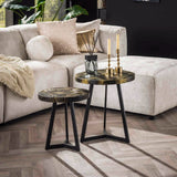 Salontafel Kirk chiQago Teak black&gold Teakhout Nnb