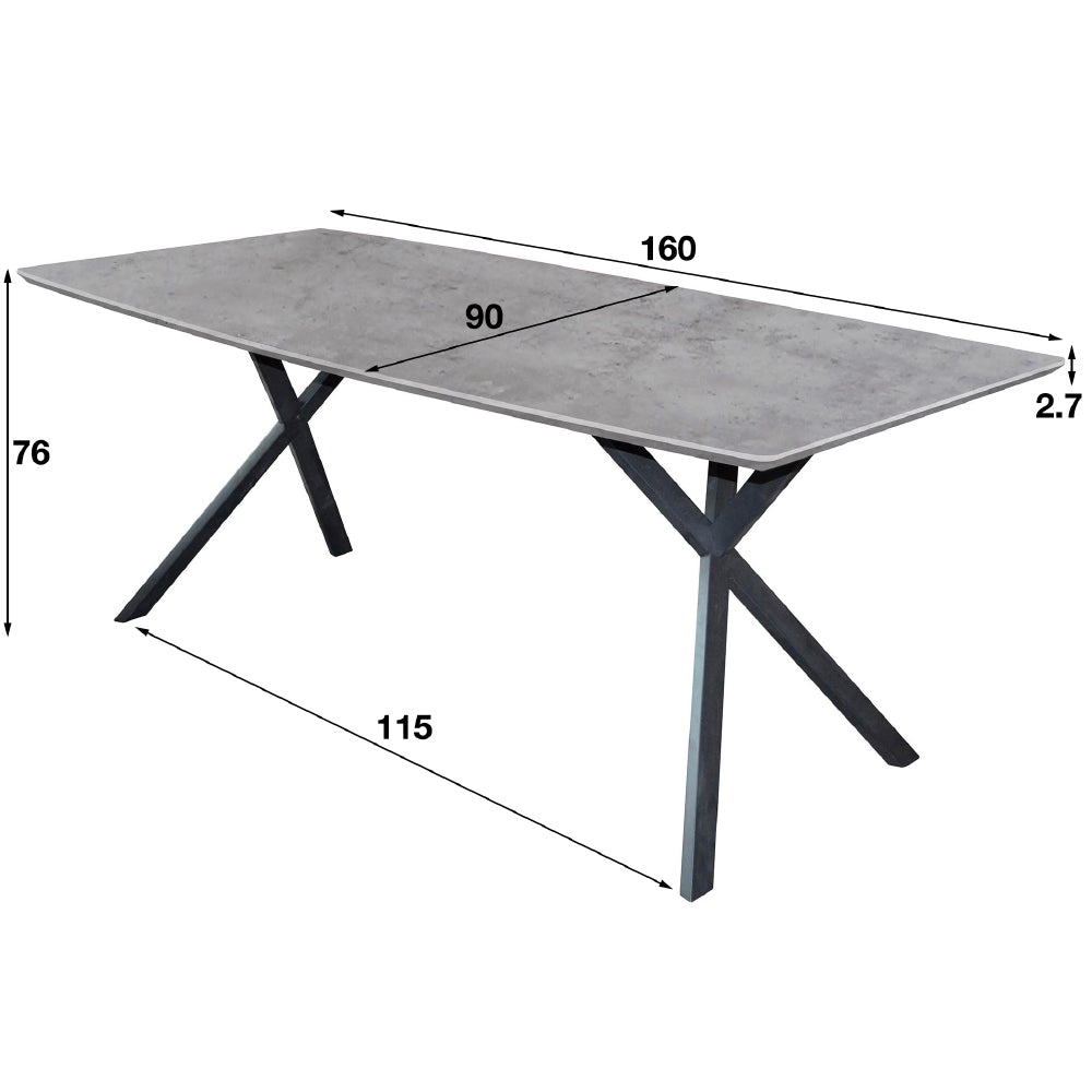 Eettafel Kellan chiQago 3D betonlook grijs LxBxH 167x96x7 3D betonlook grijs Nnb