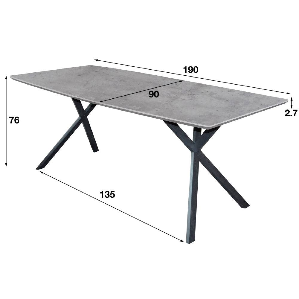 Eettafel Kellan chiQago 3D betonlook grijs LxBxH 195x95x6 3D betonlook grijs Nnb