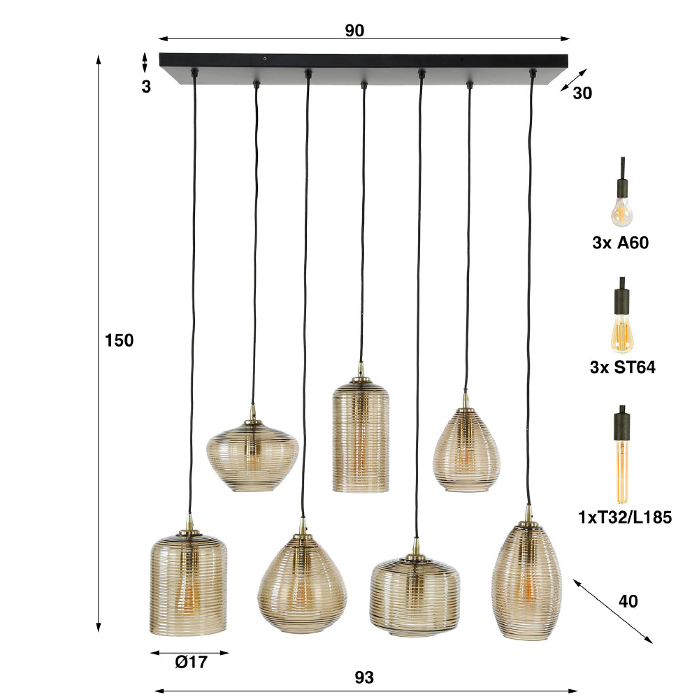 Hanglamp Loren chiQago Amberkleurig glas Amberkleurig glas Nnb