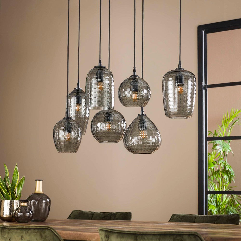 Hanglamp Miles chiQago Smoke grey glas LxBxH 124x38x18 Smoke grey glas Nnb