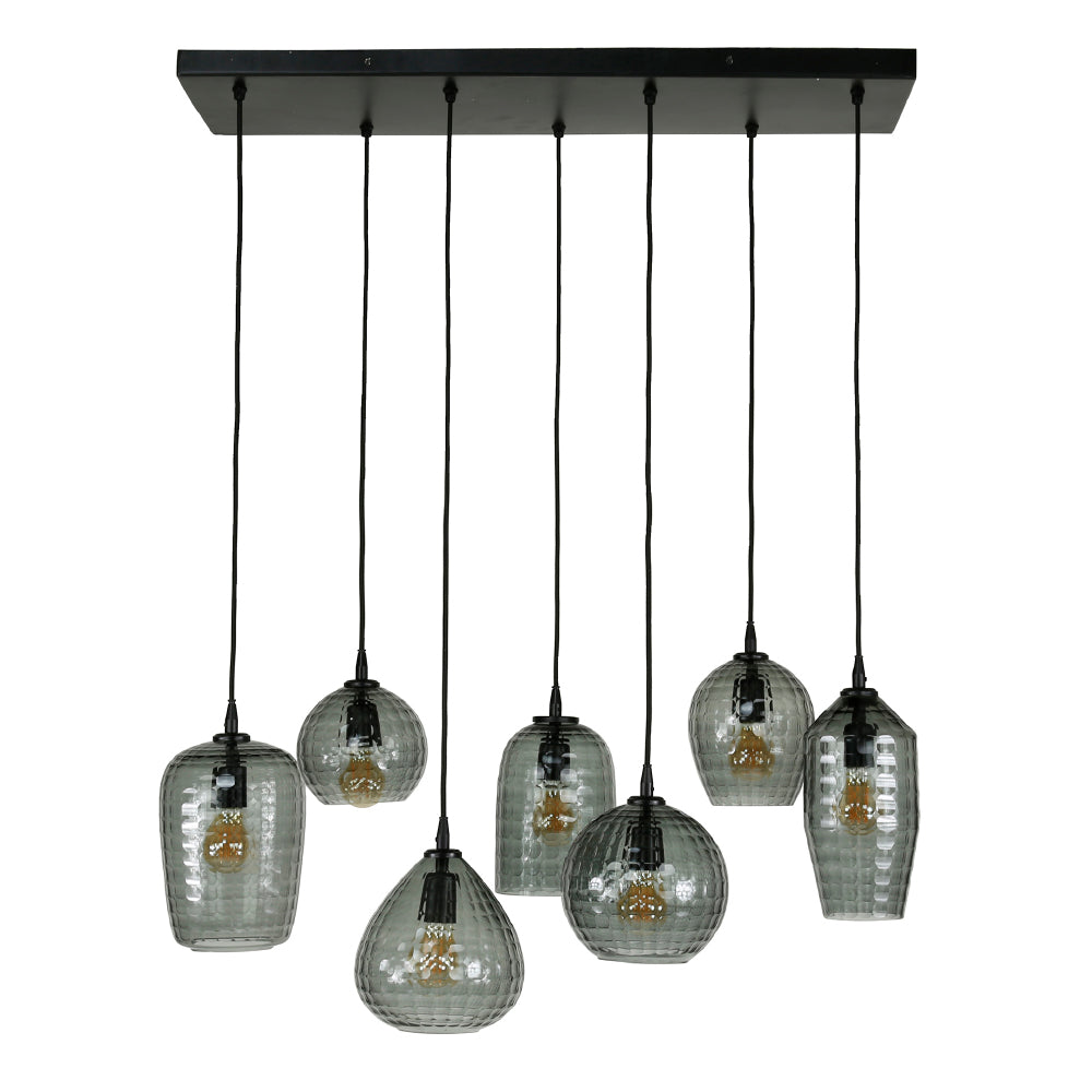 Hanglamp Miles chiQago Smoke grey glas LxBxH 124x38x18 Smoke grey glas Nnb