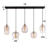 Hanglamp Rigby chiQago Diamond glass LxBxH 130x47x29 Diamond glass Nnb