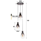 Hanglamp Linus chiQago Oud zilver LxBxH 68x38x32 Oud zilver Nnb