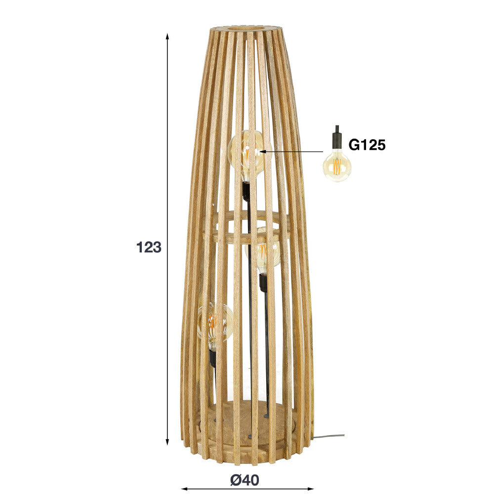 Vloerlamp Houston chiQago Massief mango naturel LxBxH 128x45x45 Mangohout Nnb