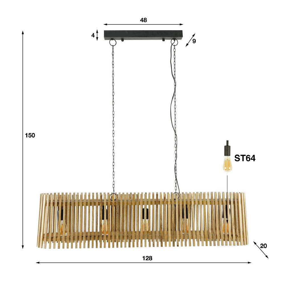 Hanglamp Houston chiQago Massief mango naturel Mangohout Nnb