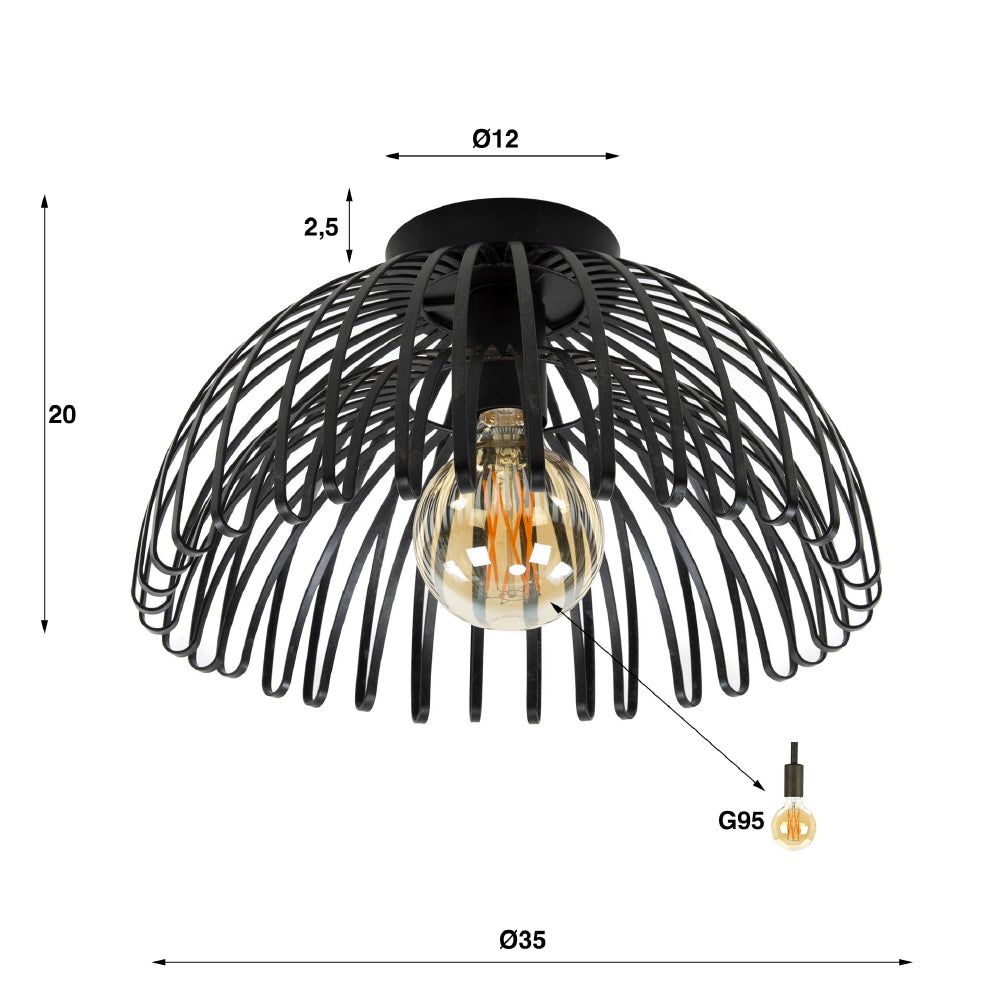 Plafondlamp Briggs chiQago Charcoal LxBxH 39x39x25 Charcoal Nnb