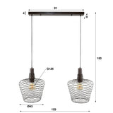 Hanglamp Pete chiQago Antiek koper finish LxBxH 95x49x45 Antiek koper finish Nnb