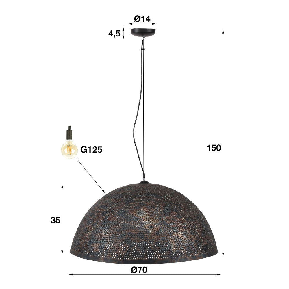 Hanglamp Kenyon chiQago Zwart bruin LxBxH 73x73x46 Zwart bruin Nnb