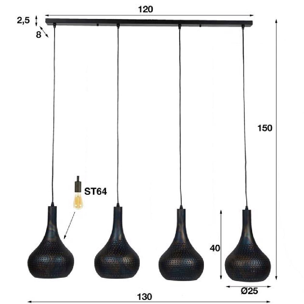 Hanglamp Kory chiQago Zwart bruin LxBxH 123x45x28 Zwart bruin Nnb