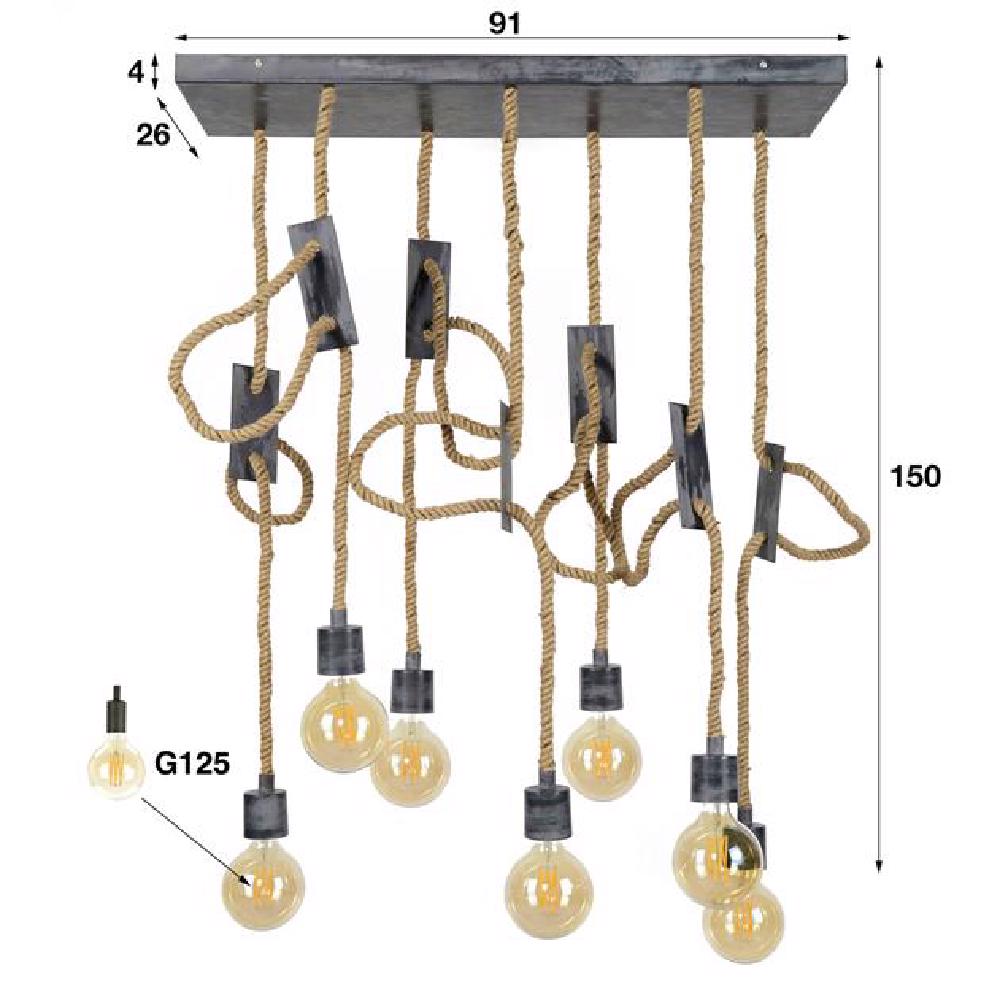 Hanglamp Rowan chiQago Grijs LxBxH 94x30x17 Grijs Nnb